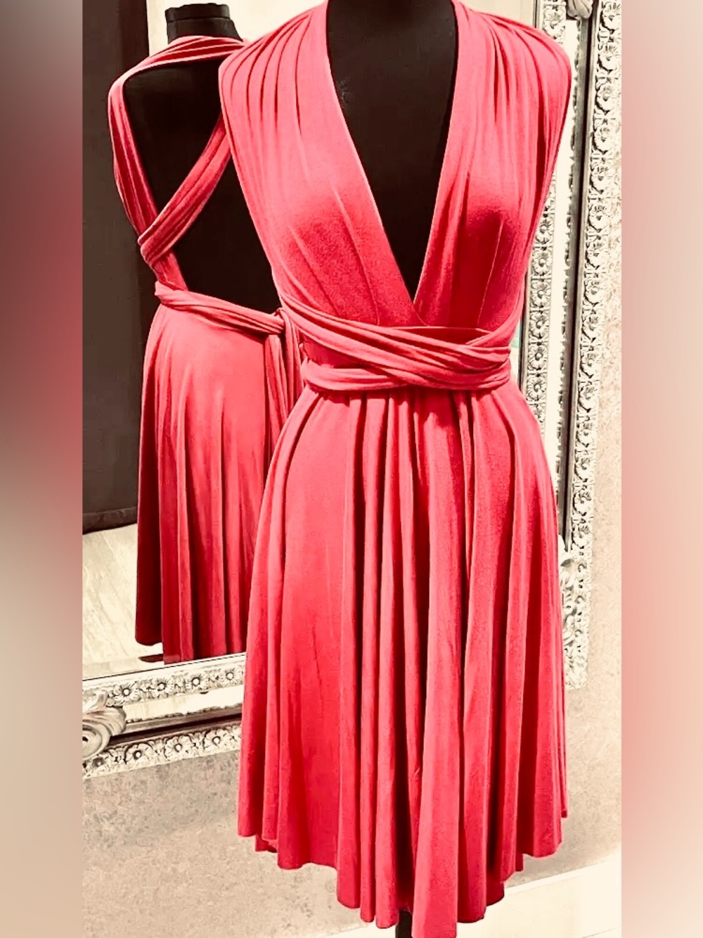NEW Tart Coral Strapless Wrap MIdi High Low Convertible Styles